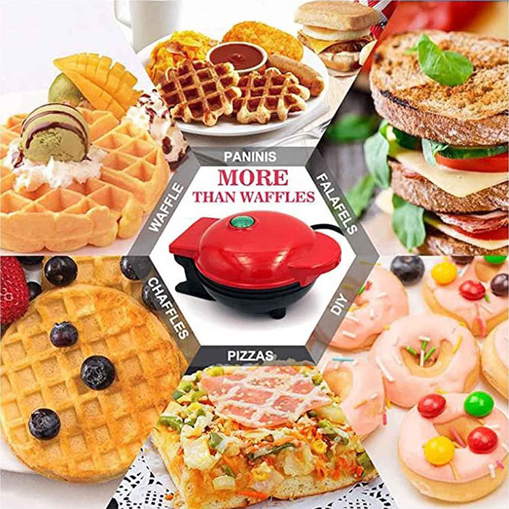 COOLBABY Mini Waffle Maker,Portable Personal Waffle Maker for Breakfast, Lunch, Easy to Clean,Non-Stick Sides ZRW-HFBJ