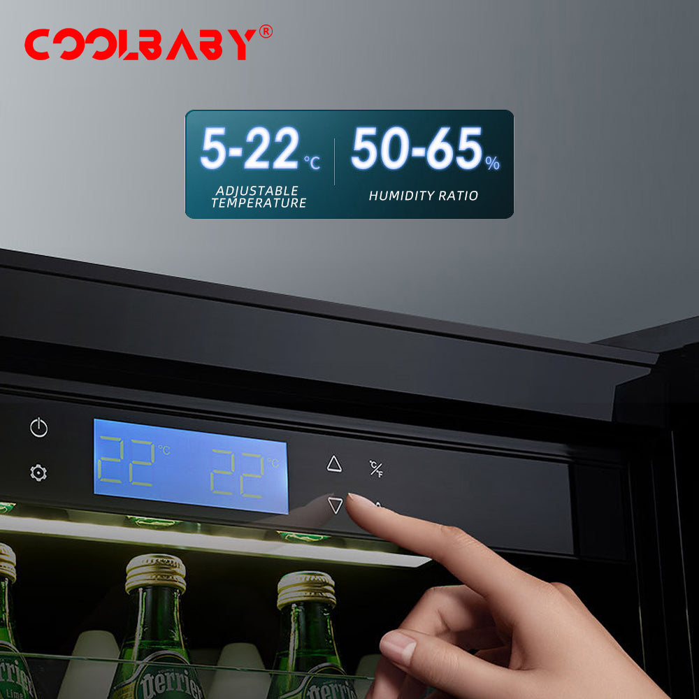 COOLBABY LZM-JG08/LZM-JG10(Double Temperature)Double Spell Wine Cabinet Ice Bar,Wine Cigar Tea Leaf Drinks Fruit Refrigerated Preservation