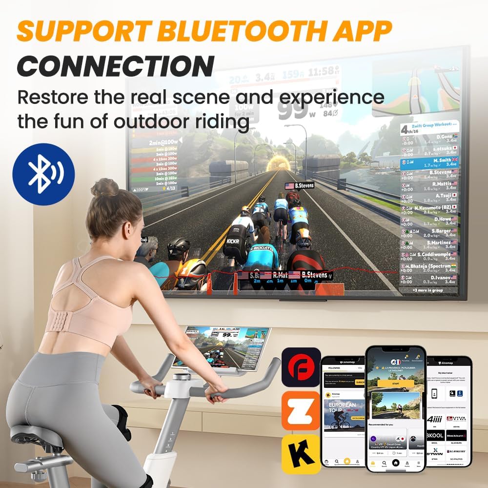 COOLBABY Indoor Magnetic Spinning Bike With Bluetooth APP,Exercise Bike for Home Workout,Motorized Magnetic,Tablet Holder,WQSJ-JSC01 - COOLBABY