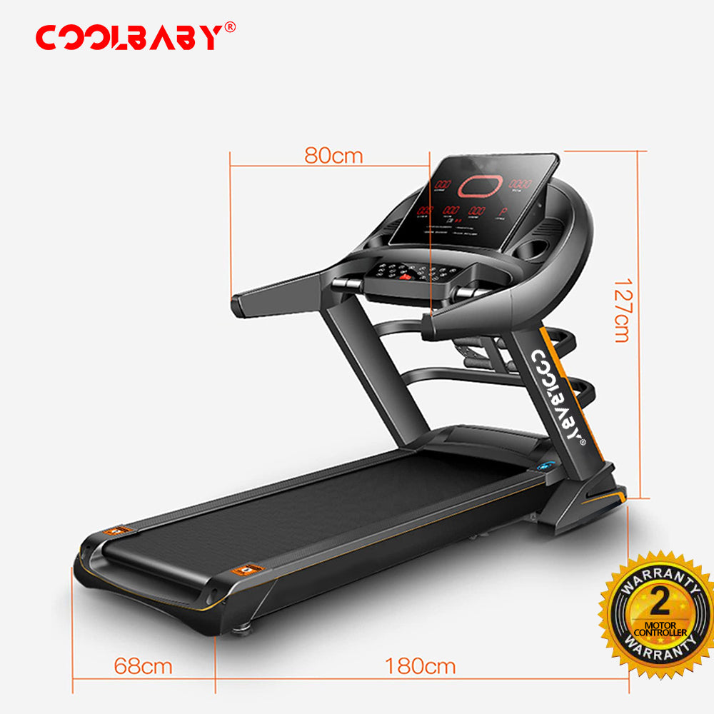 Powerful 4 HP Treadmill with Auto Incline, and Bluetooth Speaker - Ideal for Serious Runners - COOLBABY