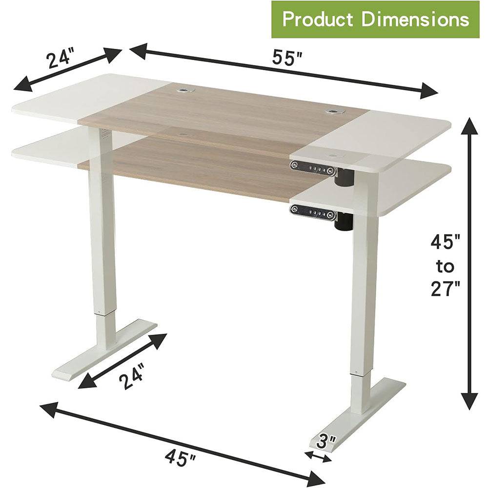 COOLBABY Electric Standing Desk,Stand Up Desk Workstation,Height Adjustable Electric Standing Desk 55 x 24 Inches,Ergonomic Splice Board Desk - COOL BABY