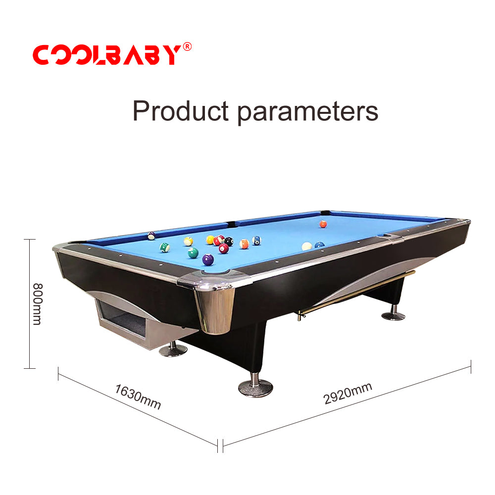 COOLBABY Indoor Luxury Pool Billiards Table 9ft Slate Club Pool Tables Professional Snooker & Billiard Table for Club Use