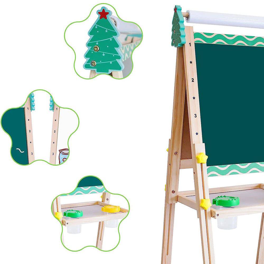 COOLBABY ZRW-ETHB Kids Easel Wooden Art Easel Adjustable Standing Easel Double-Sided Drawing Easel - COOL BABY