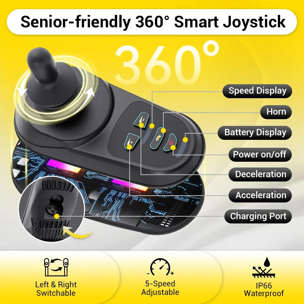 Electric Wheelchair for Adults & Seniors（ Lightweight Aluminum Frame ）（ 3-Second Fold ）（ Ergonomic Design）（ Friendly Mobility Scooter with 360° ）All-Terrain Travel, Airplane - COOLBABY
