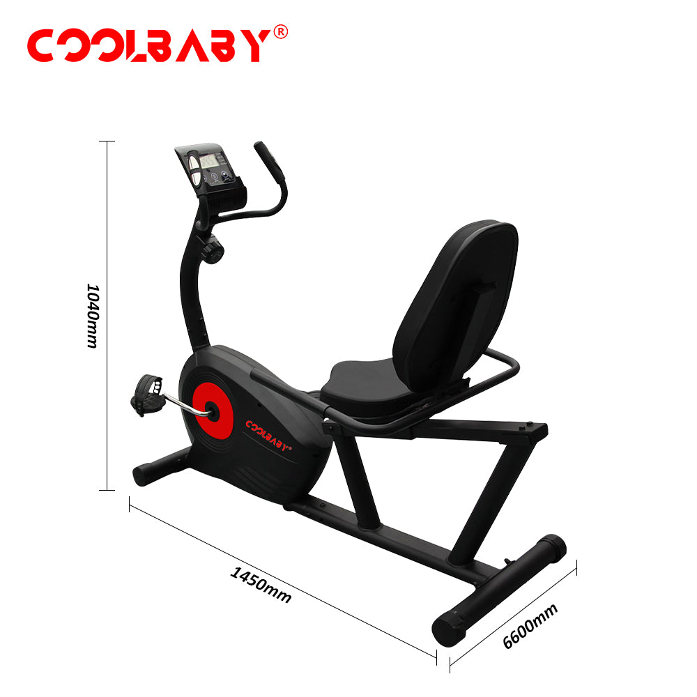 COOLBABY Exercise Bikes Stationary Indoor Recumbent Bikes with Backrest,Magnetic Stationary Bike,8 Levels Resistance,WQSJ-JSC04 - COOLBABY