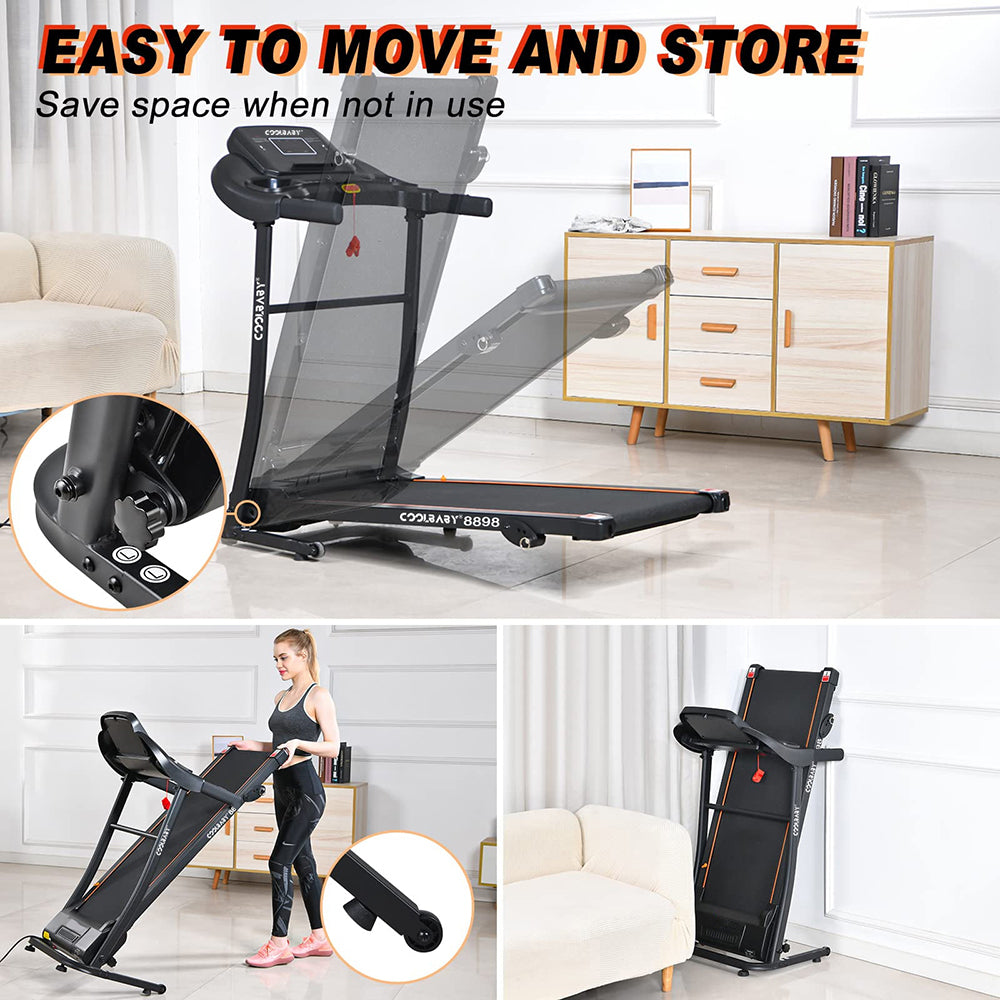 COOLBABY Folding Treadmill,1.5HP Portable Treadmill Easy Assembly Fitness Running Jogging Machine Speed 1.0-10KM/H,LZM-PBJ01 - COOLBABY