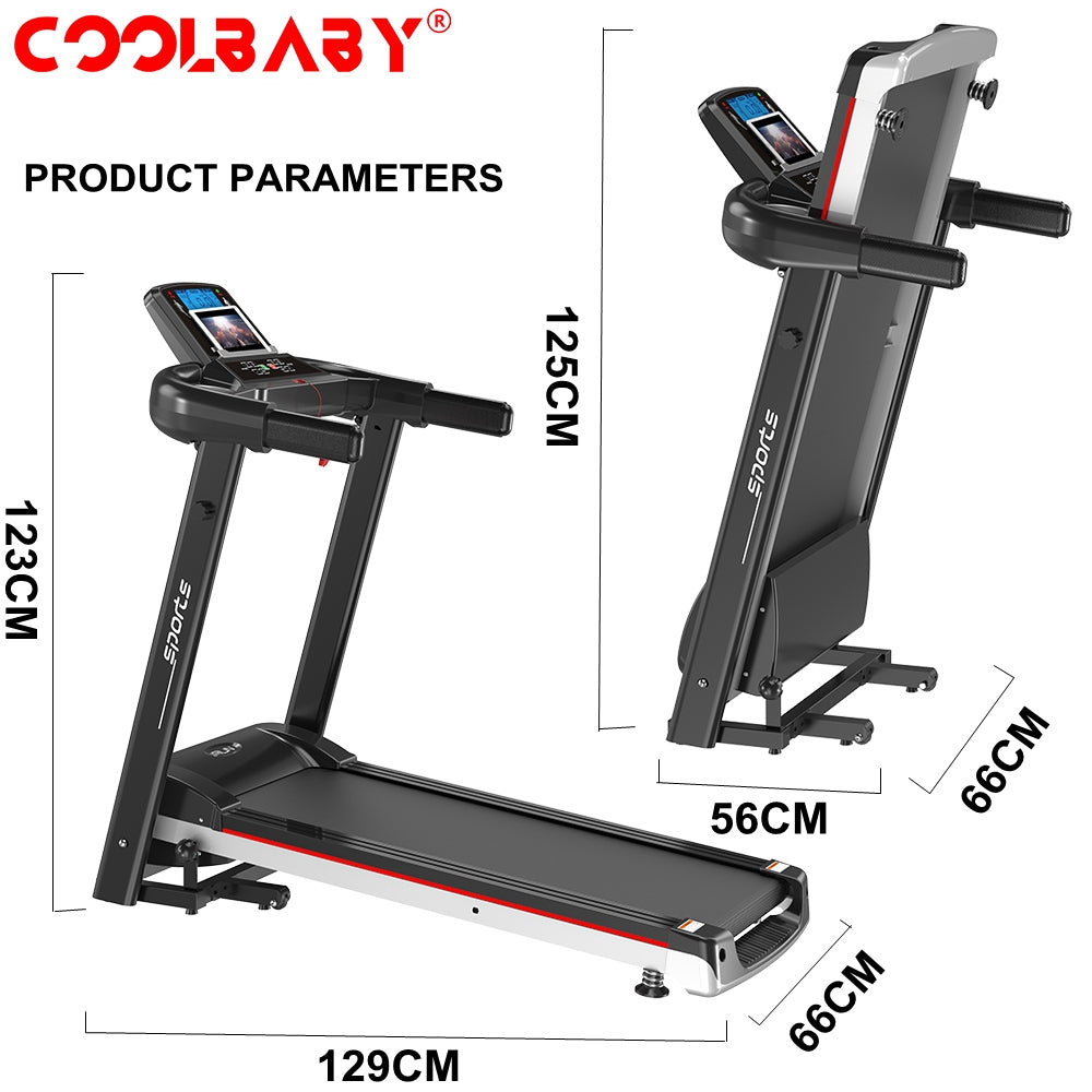 COOLBABY ZRW-PBJ01 Home Indoor Treadmill,Foldable Electric Walking Machine,2.0HP Treadmill with LCD Disply,Time,Speed,Distance,Calories - COOLBABY