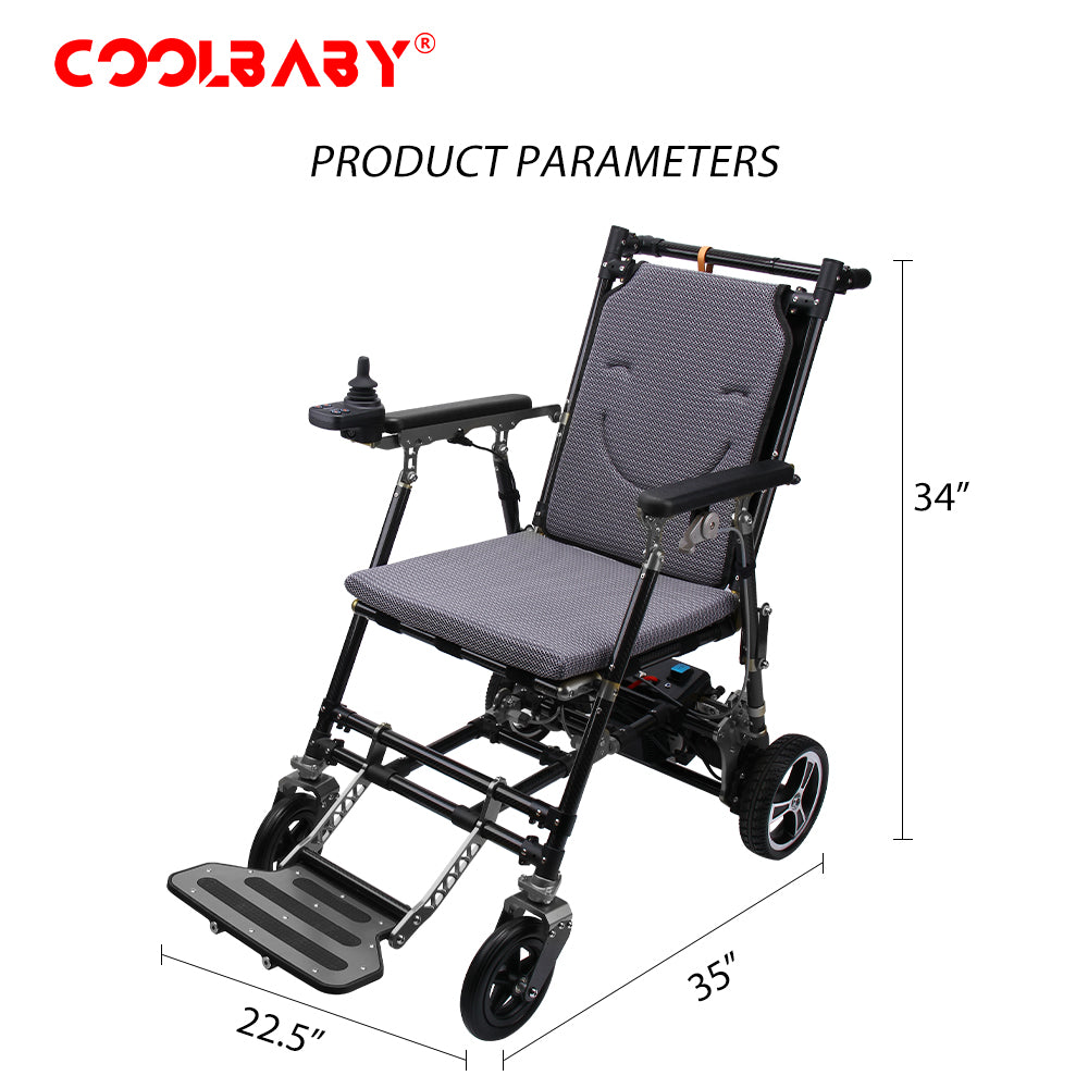 COOLBABY Super Lightweight (Only 16kg) Portable Transit Travel Wheelchair, Folding Transport Wheelchairs for Adults and Seniors - COOLBABY