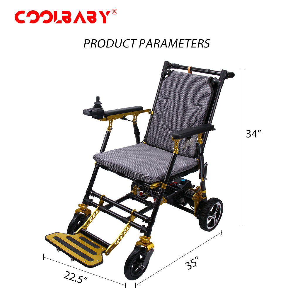 COOLBABY Super Lightweight (Only 16kg) Portable Transit Travel Wheelchair, Folding Transport Wheelchairs for Adults and Seniors - COOLBABY