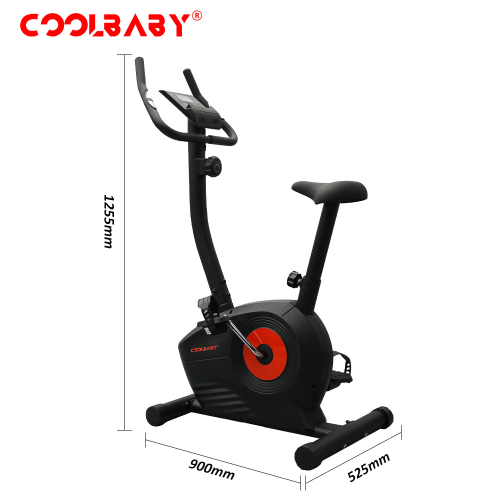 COOLBABY Home Fitness Exercise Bike with 8 Levels Adjustable Magnetic Resistance,Indoor Upright Bike for Cardio Workout,WQSJ-JSC03 - COOLBABY