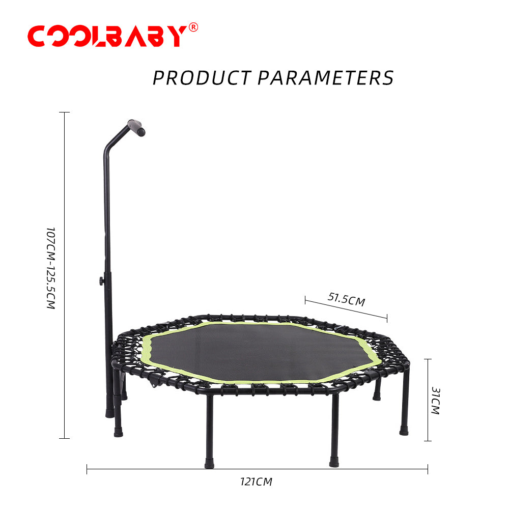 COOLBABY 51 Inch Quiet Mini Trampoline with Adjustable Handles, Fitness Trampoline, Bungee Jumping, Cardio Trainer for Adults Workout - COOLBABY