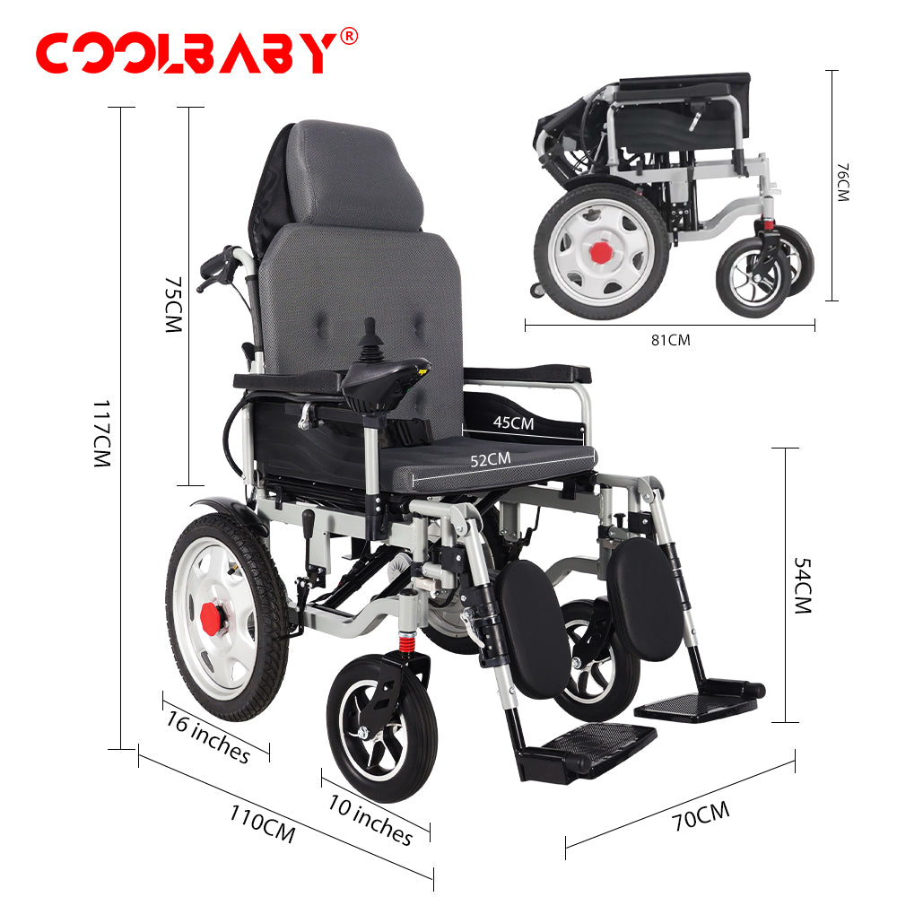 300lbs Electric Wheelchair for Adults, Motorized Full-lying Wheelchair with 20.47" Wide Cushion, 15 Miles Long Travel Range, All Terrain Motorized Wheelchair for Seniors Portable