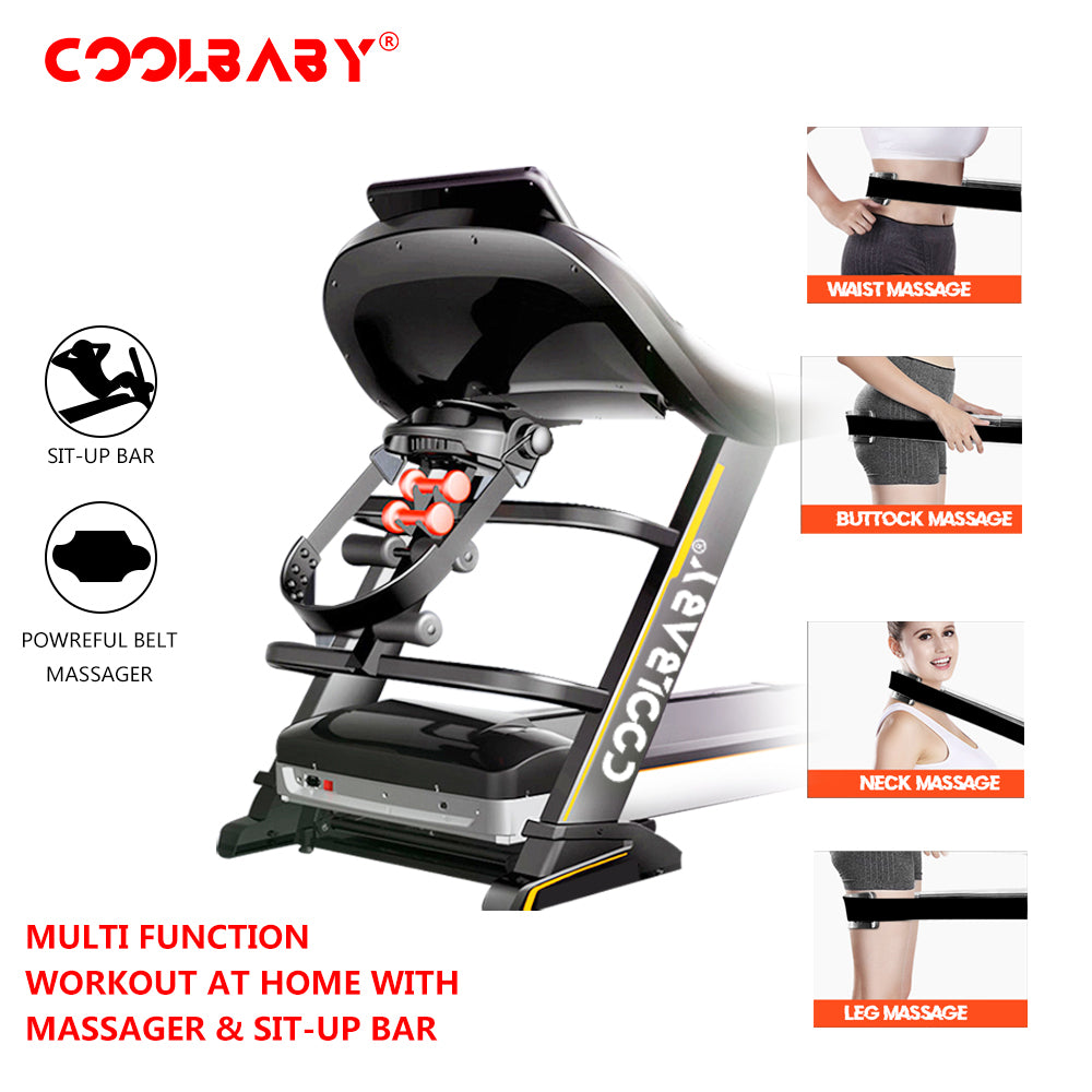 Powerful 4 HP Treadmill with Auto Incline, and Bluetooth Speaker - Ideal for Serious Runners - COOLBABY