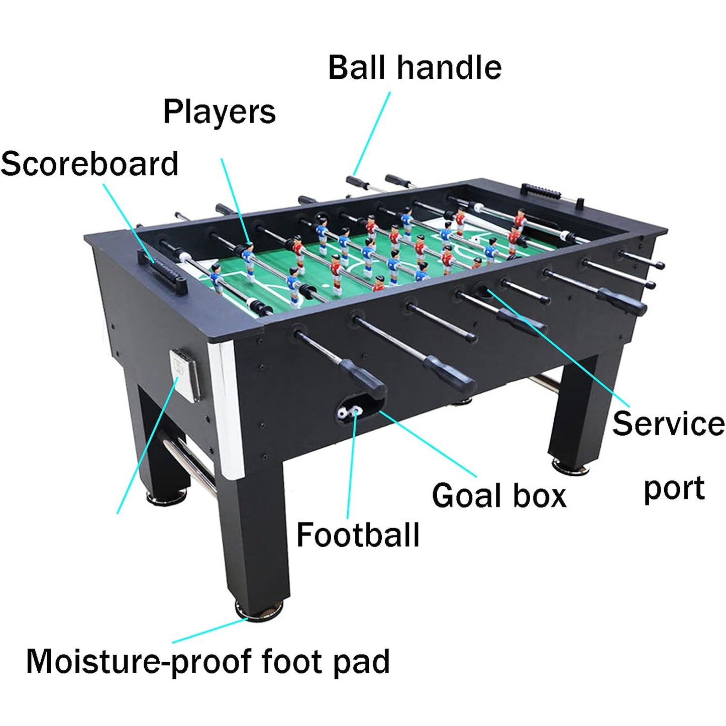 55 Inch Full Size Foosball Table Game Soccer Table for Adults - Perfect for Home, Office or Game Room - Black
