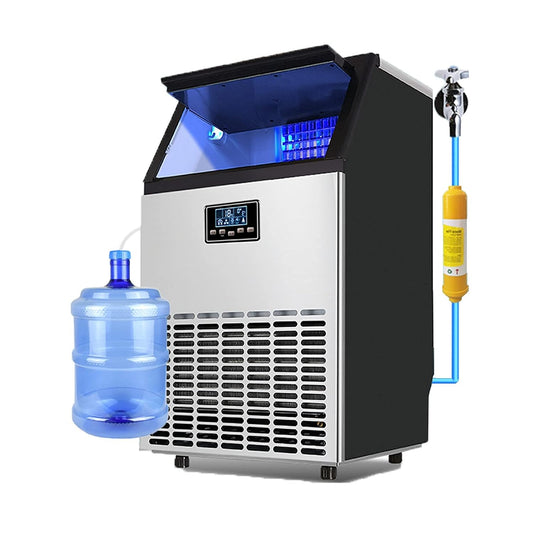 COOLBABY YLY2054 Premium Stainless Steel 2 in 1 Ice Maker With Water Bottle and Tap Commercial 55kg 24hr Ice Maker Smart, Safe, and Efficient