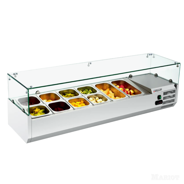 Salad Bar Display, fruit stainless steel freezer bar with container showcase glass - COOLBABY