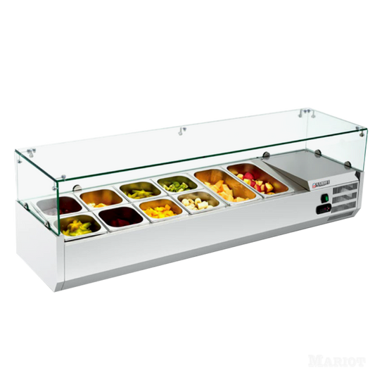 Salad Bar Display, fruit stainless steel freezer bar with container showcase glass - COOLBABY