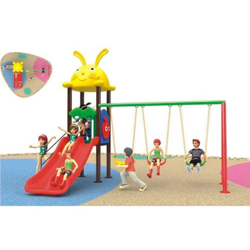 Galb toys Outdoor Garden Double Slides & 3 seaters Swings Playground Set for Children 1180, Size500x350x360cm - COOLBABY