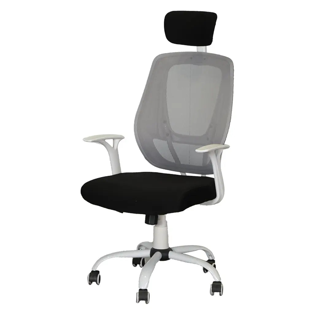 MA‑319 Ergonomic Mesh Office Chair with Headrest – Black & White