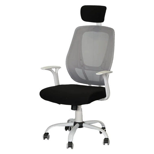 MA‑319 Ergonomic Mesh Office Chair with Headrest – Black & White