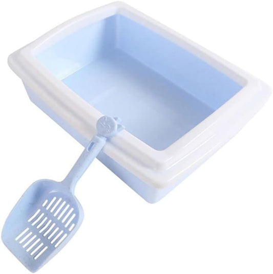 COOLBABY NL049-LAA Enclosed Pet Toilet Box with Pan Scoop Blue/White - COOLBABY