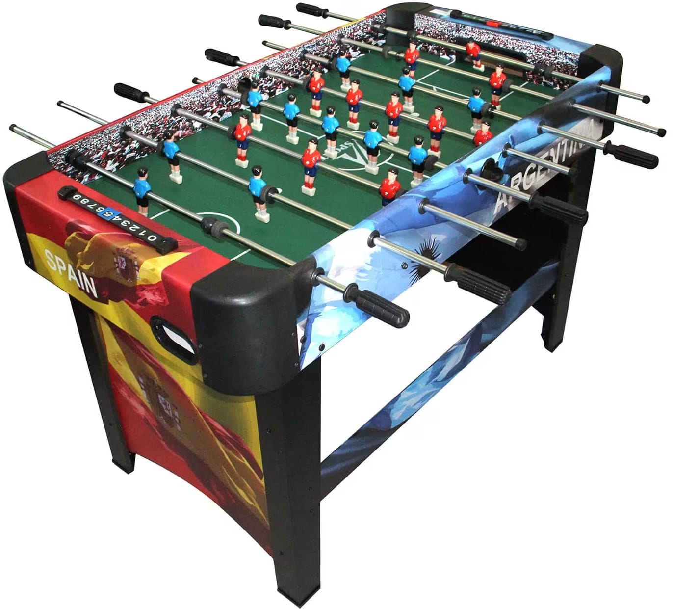 Foosball Soccer Table for Kids – Spain vs Argentina Design, Durable Build, Smooth Rods & Fun Indoor Game