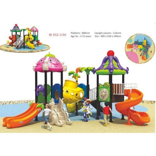 Outdoor Garden Climbing frame, Swing & 4 Slides Playground Set for Children, HD-1191, Size 900x550x390cm - COOLBABY