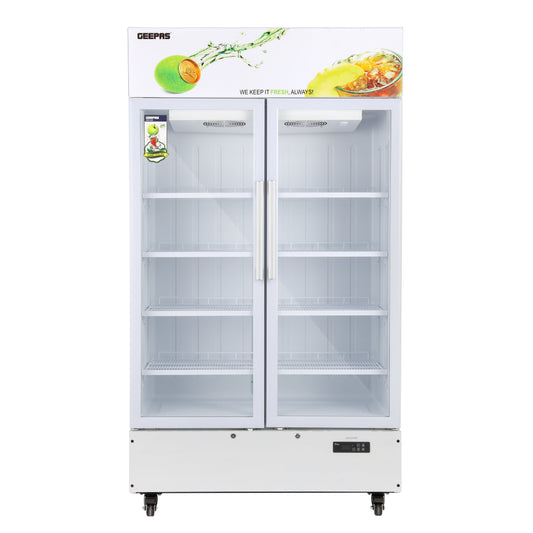 Double Door Showcase Chiller 700L – No Frost Fan Cooling with LED Temperature Control
