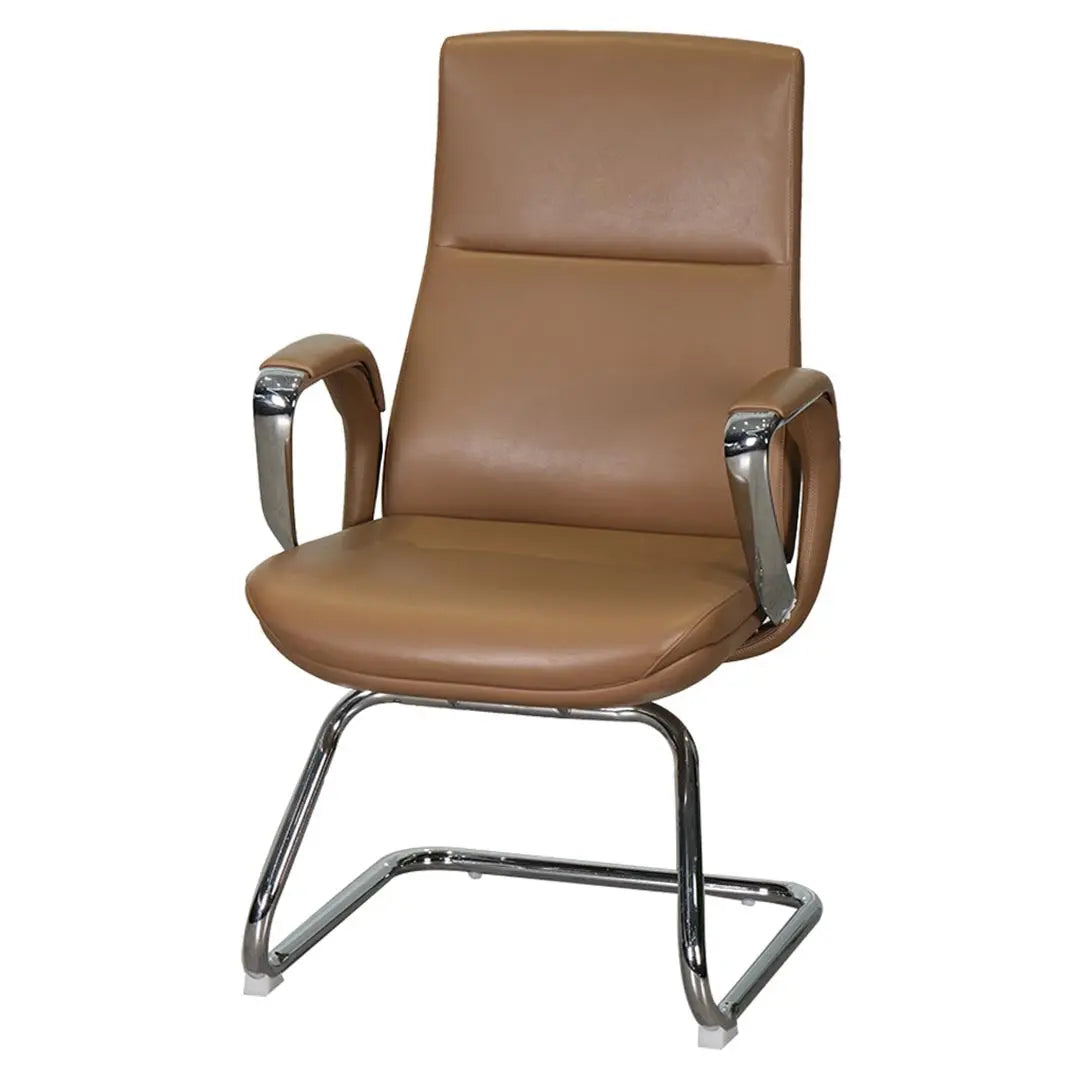 Office Visitor Chair YS‑1812 C – Premium Brown PU Leather Guest Chair