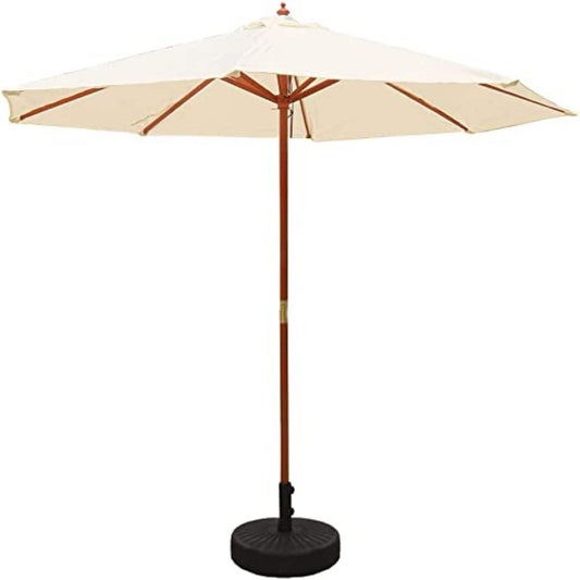 Yatai Round wooden Rod UV Protection Waterproof Sunshade Umbrella, 240cm, White - COOLBABY