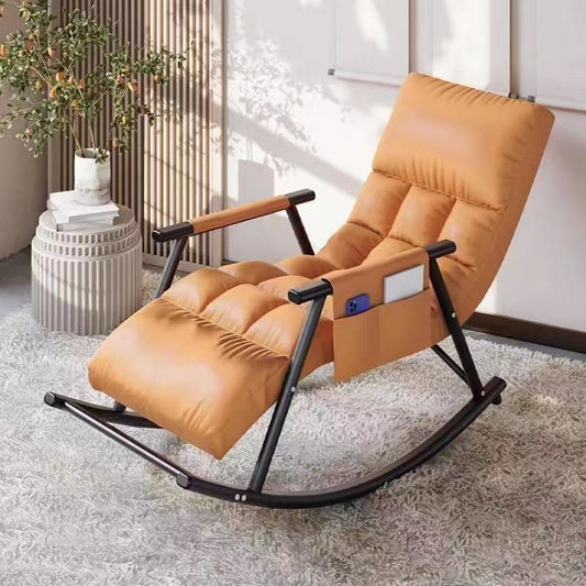 Upholstered Back Adjustable Rocking Chair, Brown - COOLBABY