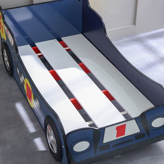 Ranger 70×130 Toddler Car Bed – Blue, Engineered Wood, ABS Accents, Slatted Base - COOLBABY