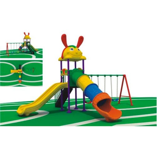 Galb Outdoor Garden Climbing frame, Swing & 2 Slides Playground Set, Model 1214, size 610x520x400cm - COOLBABY