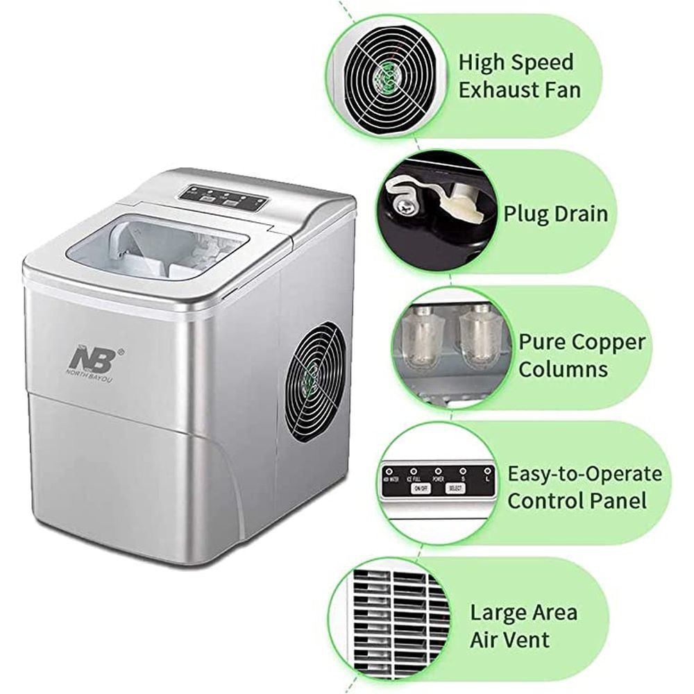 Mini Ice Maker Machine with Durable Compressors - Silver - COOLBABY