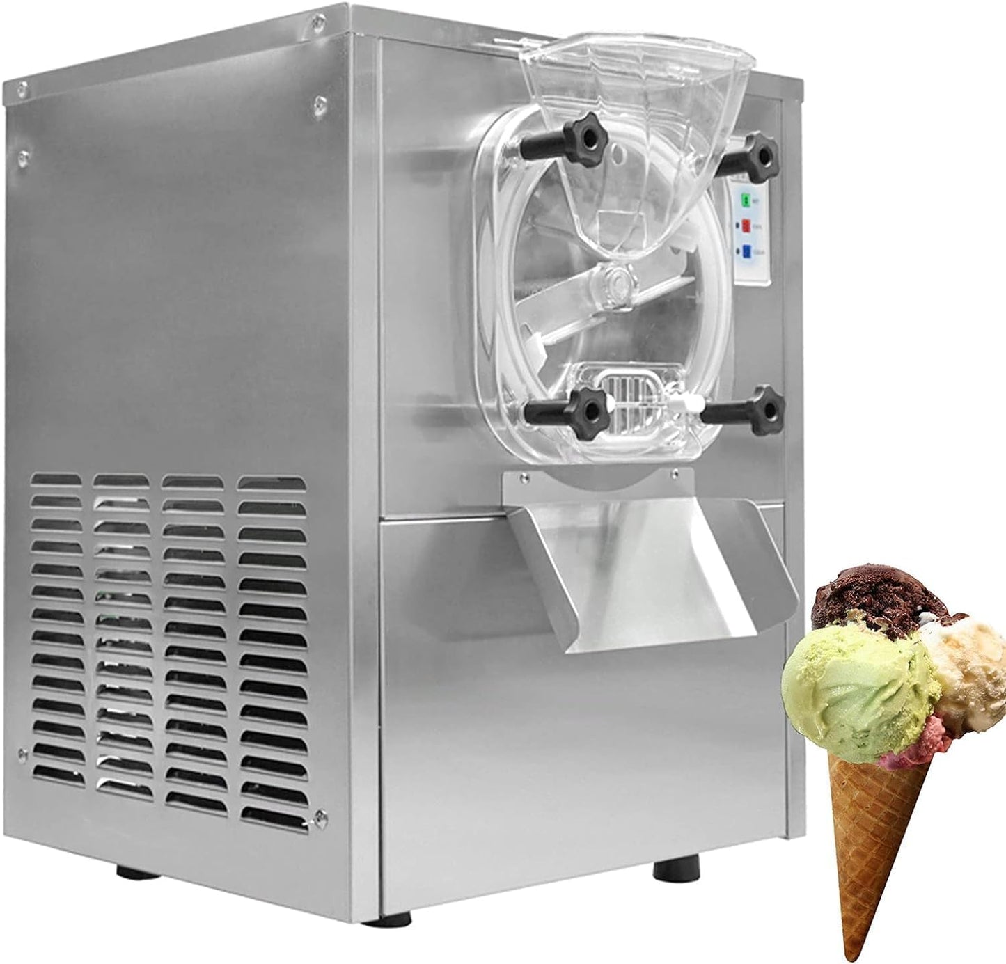 COOLBABY Commercial Desktop Ice Cream Making Machine, Hard Ice Cream Machine, Gelato, Sorbet and Frozen Yogurt Maker, Stainless Steel, 5.3 Gal/H, 1400W - COOLBABY