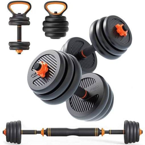 SkyLand EM-9268-20 Dumbbell and Barbell Set with Kettlebell , Black - COOL BABY