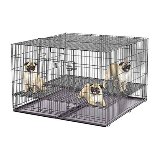 Petshop Foldable Easy Cleaning Dog Cage, 48" - Black - COOLBABY