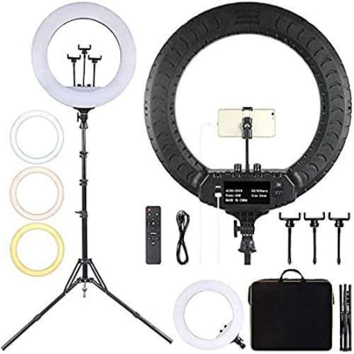 Selfie Ring Light Mobile Tripod Stand with Remote Control, 21inch - COOLBABY