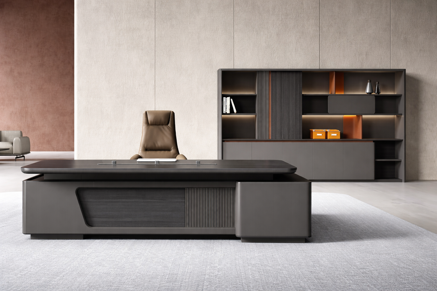 ZY‑320‑T Executive Office Desk – 320 × 220 cm Modern Leadership Workstation