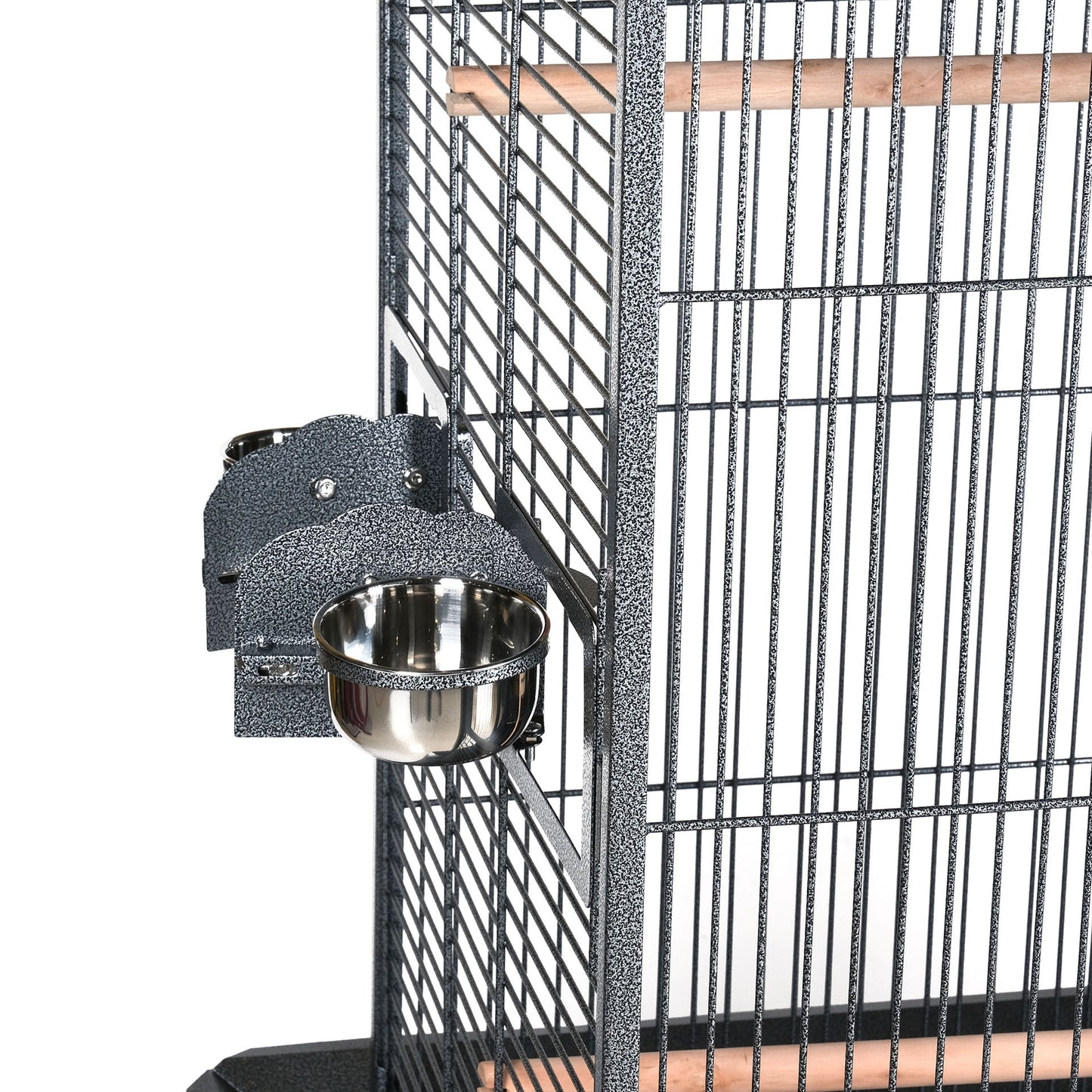 Bird Cage With 3 Feeder Bowl, 3 Wooden Stick, Top Stand & Wheel - COOLBABY