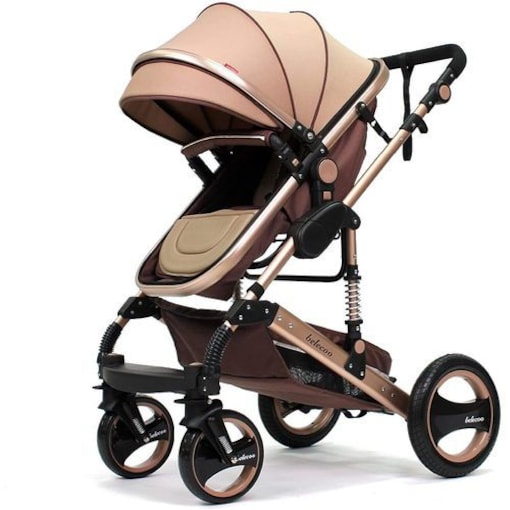 Newborn Baby Foldable Anti Shock Stroller, Champagne Gold - COOLBABY