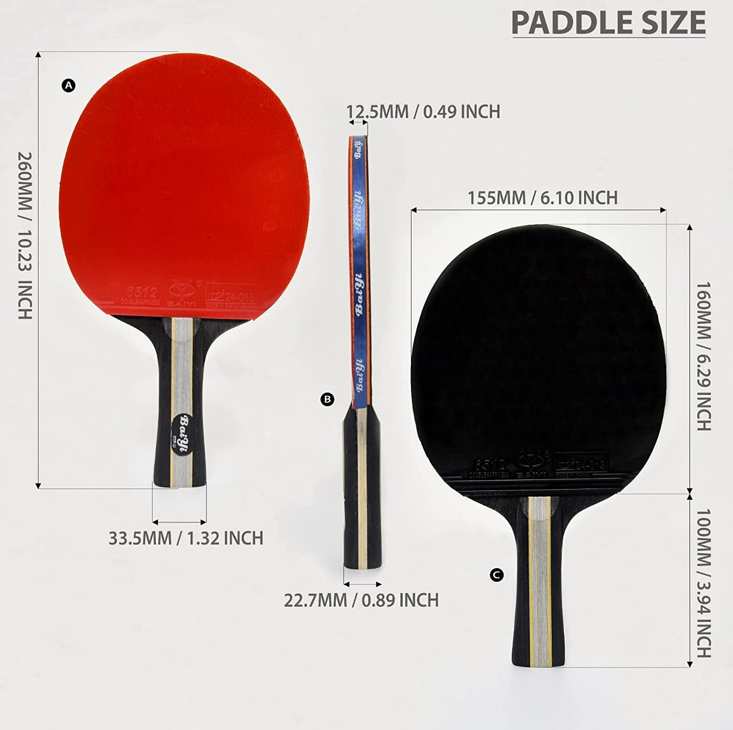 SKY LAND Sports Table Tennis Racket Set 2.0 | 2 Ping Pong Rackets, 3 balls & Case, Professional EM-9355 - COOL BABY