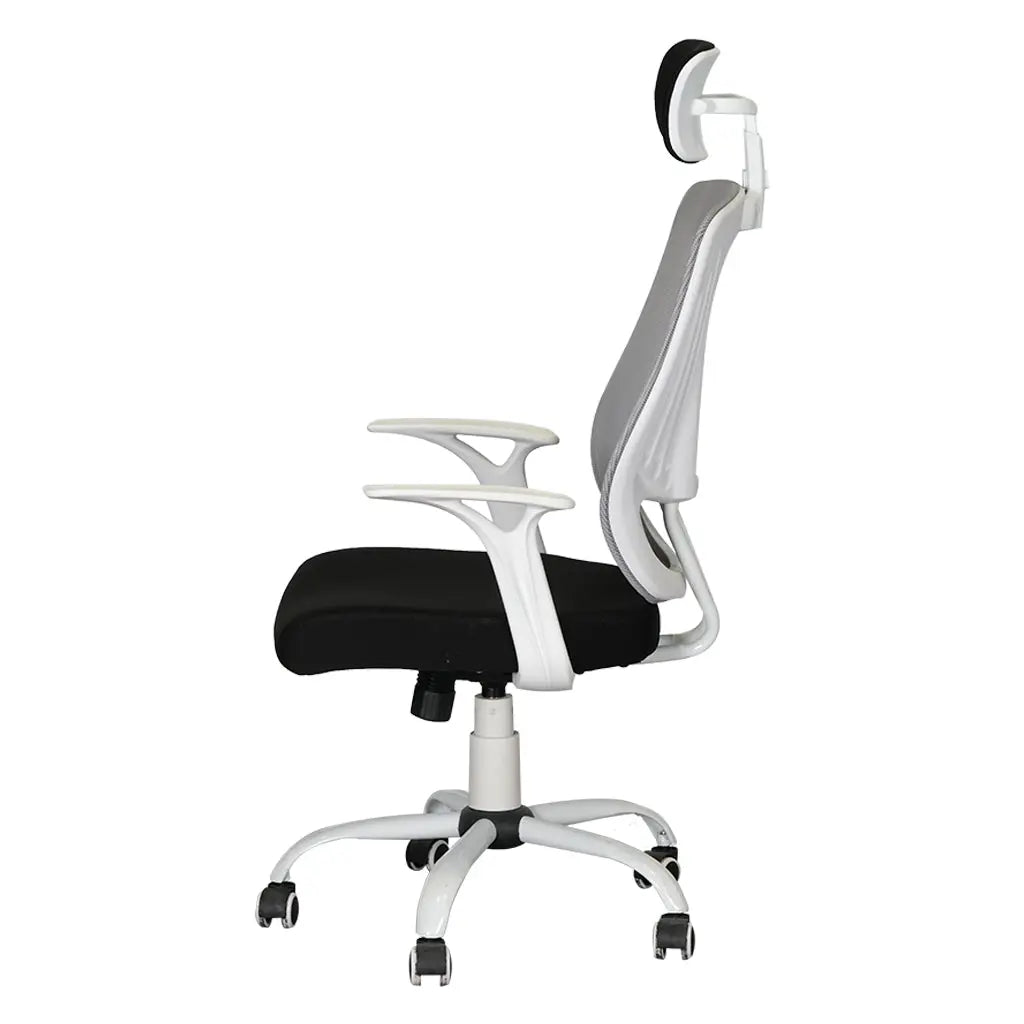 MA‑319 Ergonomic Mesh Office Chair with Headrest – Black & White