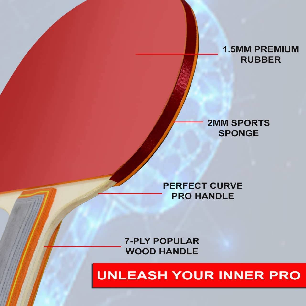 Professional Table Tennis Racquet Set Including 2 Ping Pong Rackets and 3 Balls,EM-9350 Skyland - COOL BABY