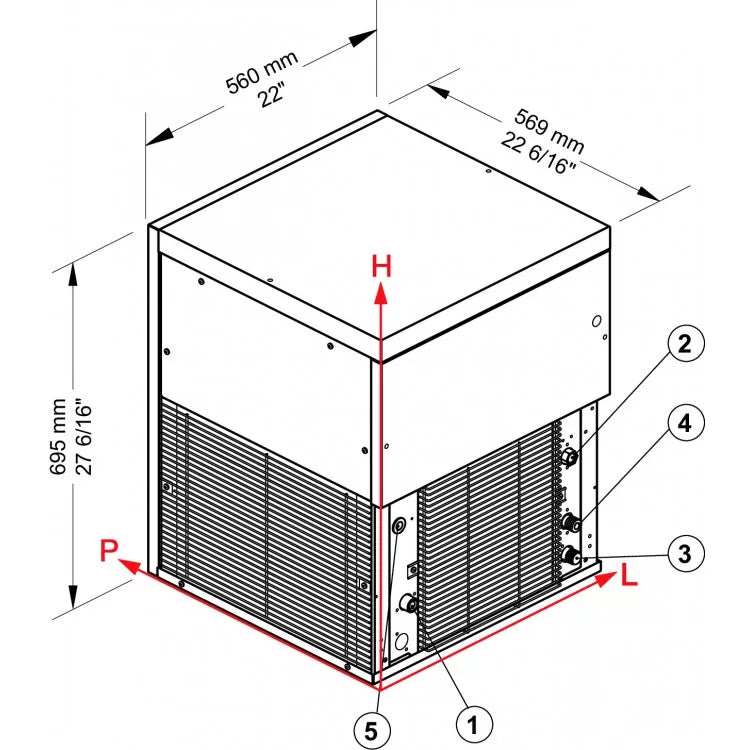 Brema G280 Ice Flake Machine – 280kg/24h Production, 180kg Storage Bin, AISI 304 Stainless Steel, R404A/R452A Refrigerant - COOLBABY