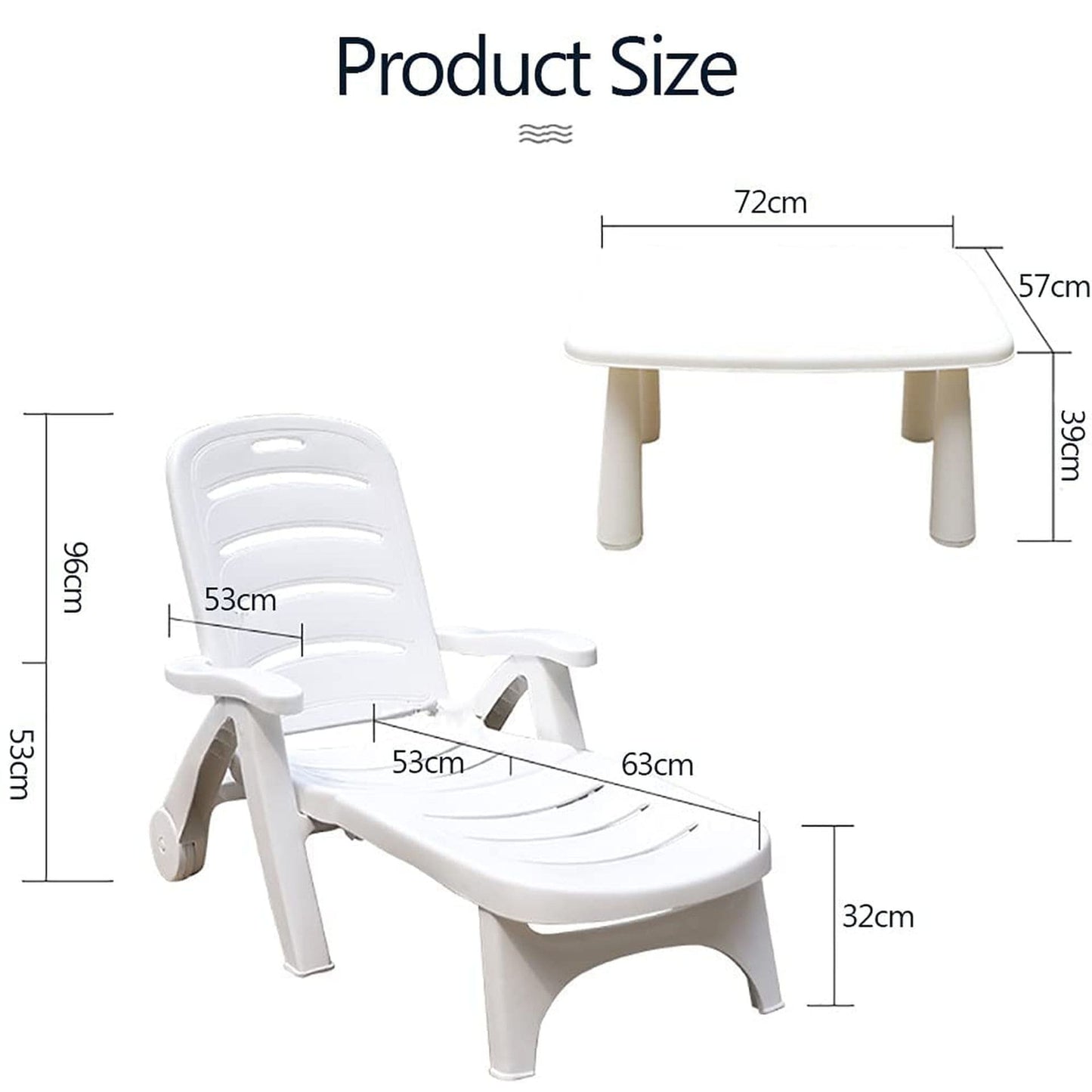 Jjone Portable Beach Chair Foldable Beach Chair and Table Set, White - COOLBABY