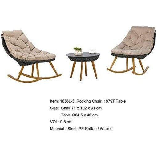 CFC Rattan Outdoor Wicker Garden Rocking Chair Set - COOLBABY