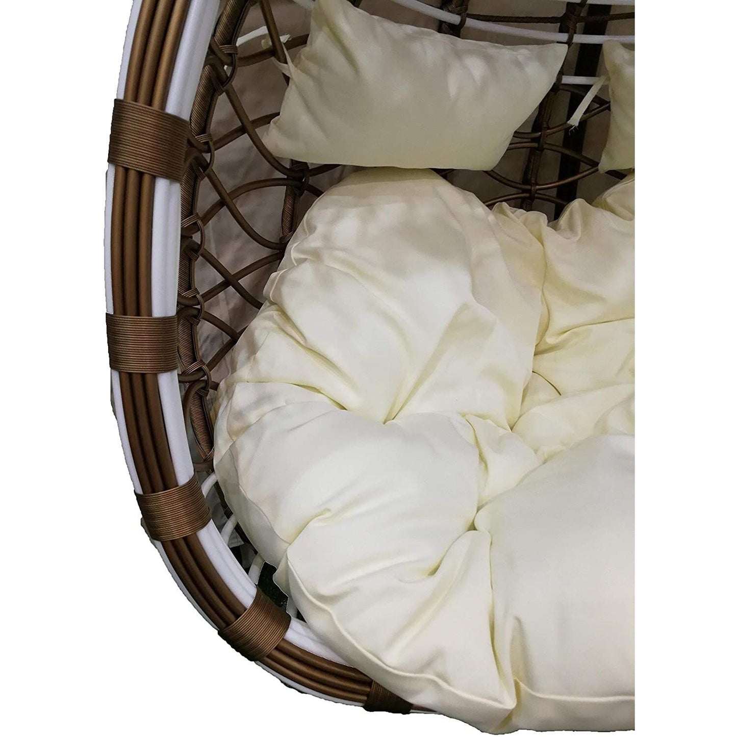 Double Seater Golden Rattan Swing Cushion Chair - Beige - COOLBABY