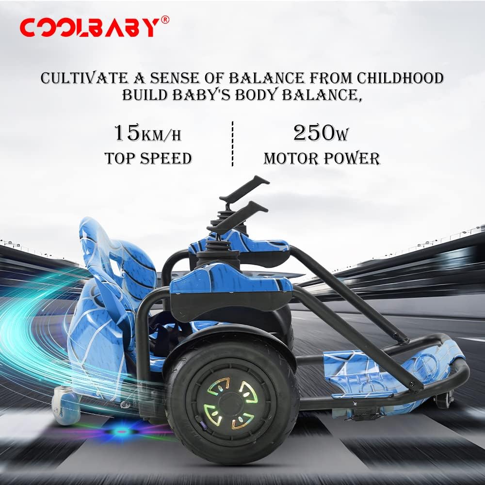 COOLBABY K8 360 Drift 10 "Tires Two-Handed Electric Scooter Go Cart Kating Car for Kids - COOLBABY