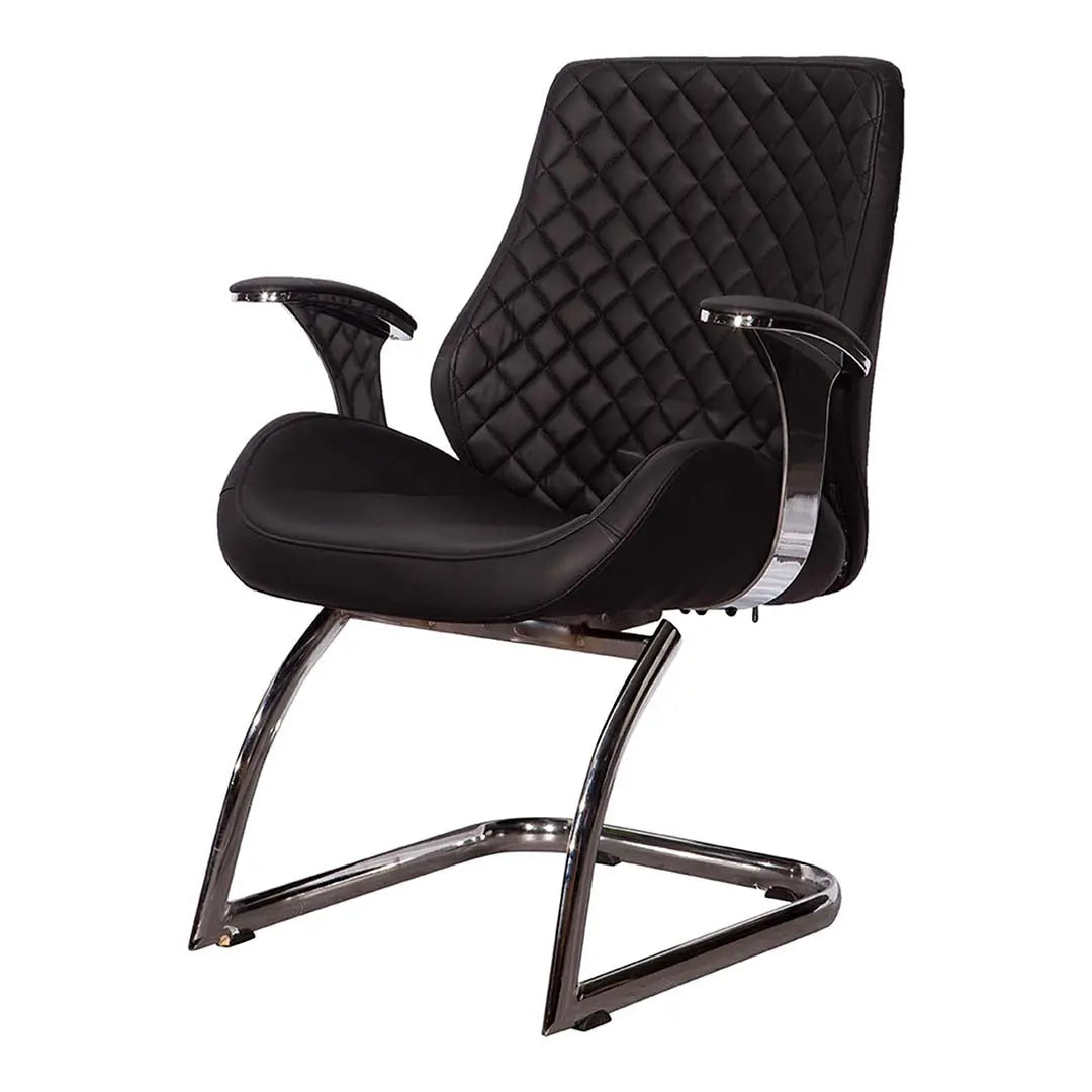 Office Visitor Chair 1107‑C – Ergonomic PU Leather Guest Chair (Black)